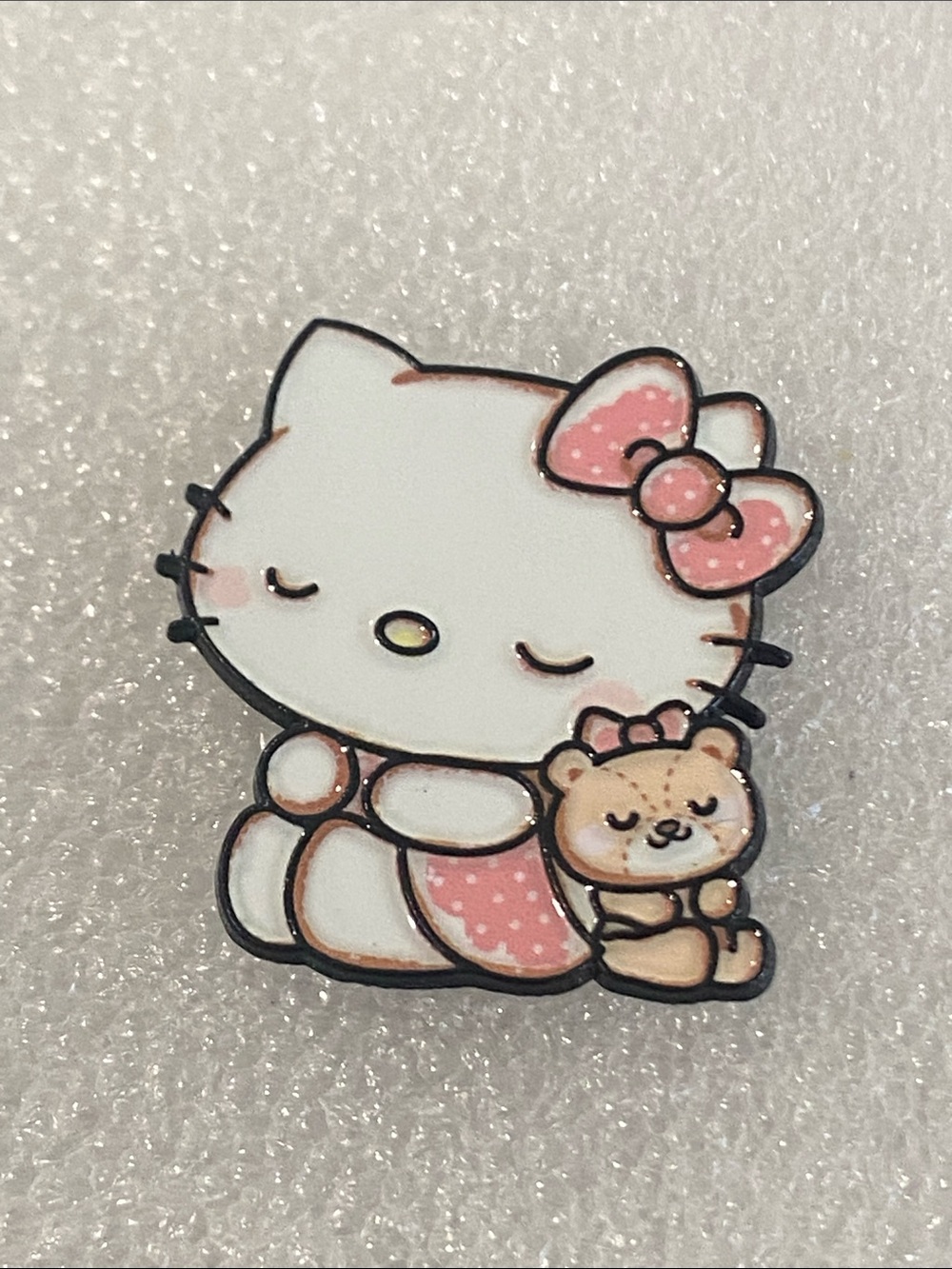 Sanrio Hello Kitty White & Pink Bow Enamel Pin with Teddy